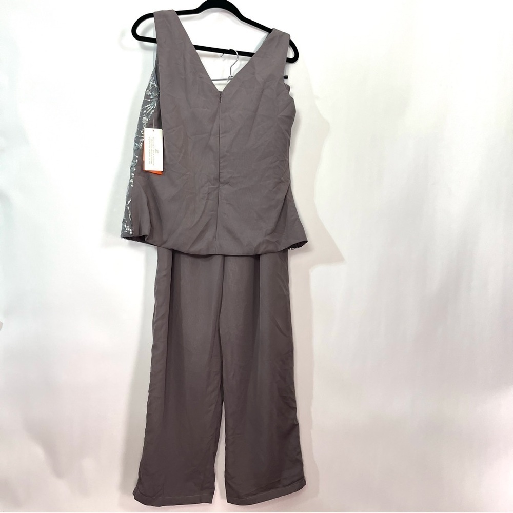 3 piece Mother of Bride Son set Pants, Sleeveless Sequin Top, Shrug Sz 14 NWT - Picture 5 of 9